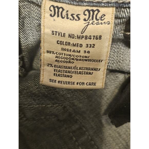 Miss Me Jeans MP8476B Boot Cut Mid-Rise Distressed Size 29×31 Blue Y2K - Picture 6 of 12